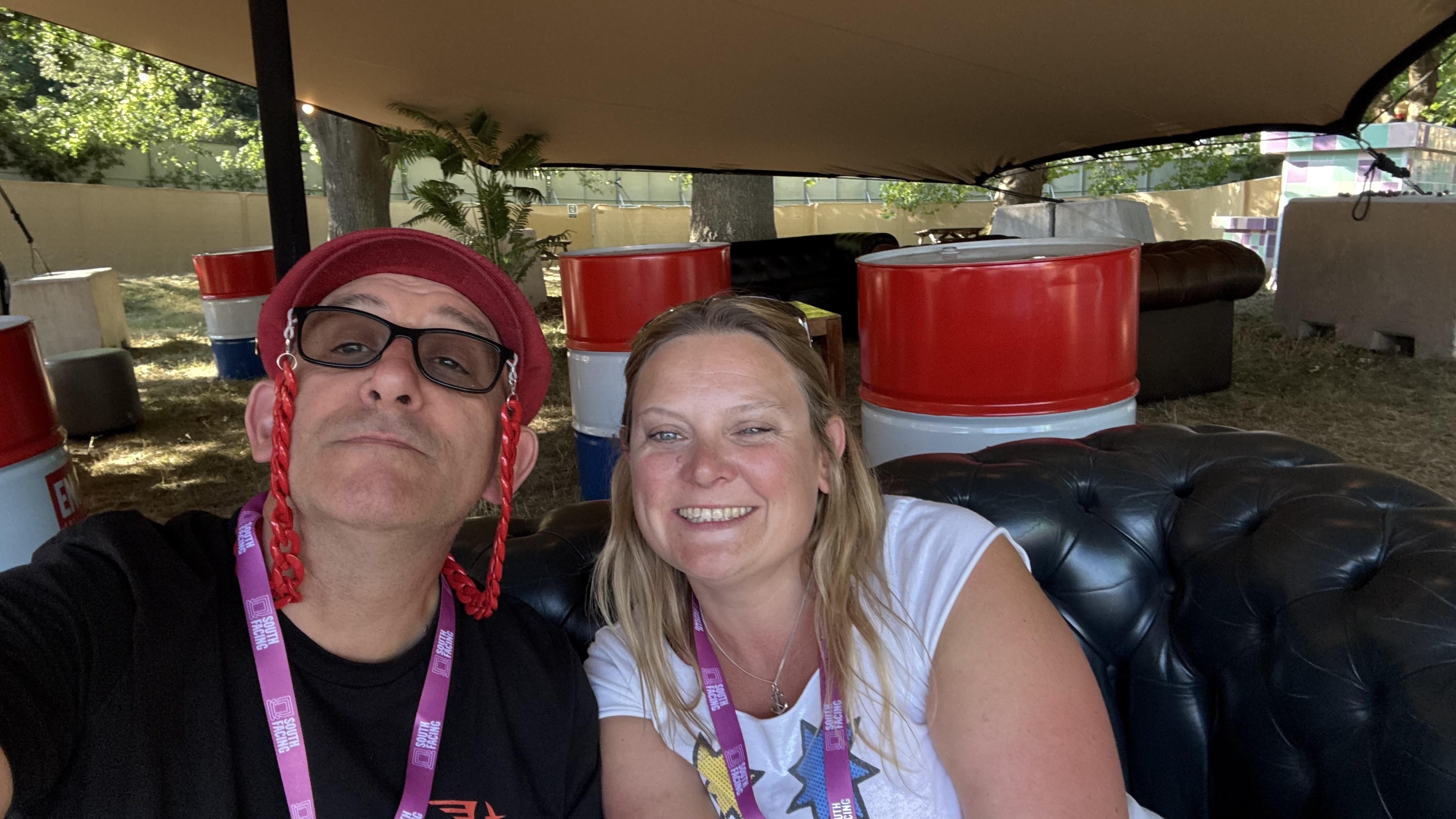 Vicky and I sat on a Chesterfield sofa in the VIP area